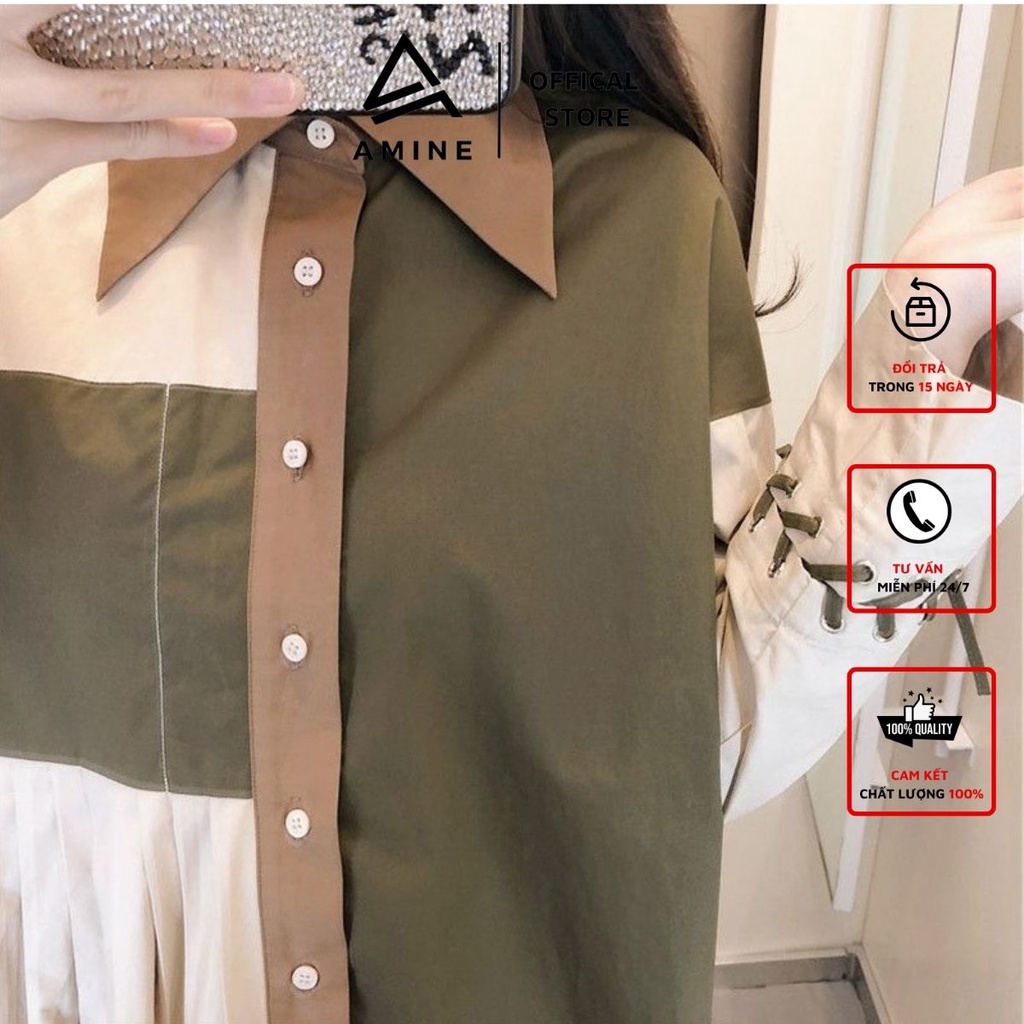 Sơ mi nữ đẹp, Váy sơ mi dáng dài phong cách Hàn Quốc C10 | BigBuy360 - bigbuy360.vn