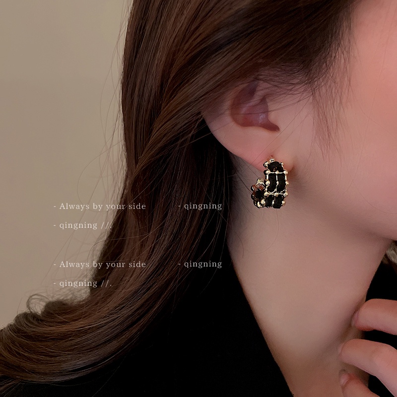 Bông Tai Hình Chữ C Bằng Kim Loại Mạ Bạc 925 Thời Trang Dành Cho Nữ 2