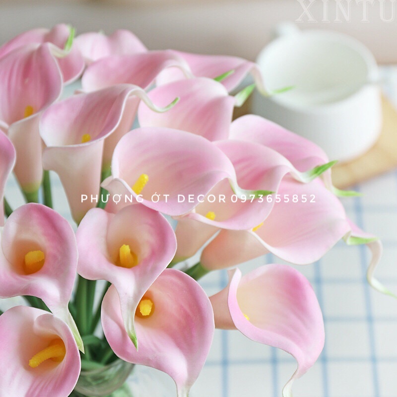 Hoa Calla Lily giả hoa Rum PU mini cao su cao cấp- Hoa Chi Vân Môn giả trang trí