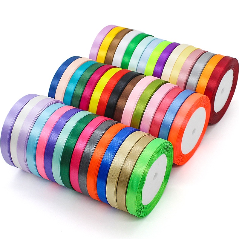 50 màu sắc bản 6mm cuộn dài 22m ruy băng satin lụa thường bóng 1 mặt,dây gói quả ,dây trang trí sự kiện,phụ liệu nơ bờm
