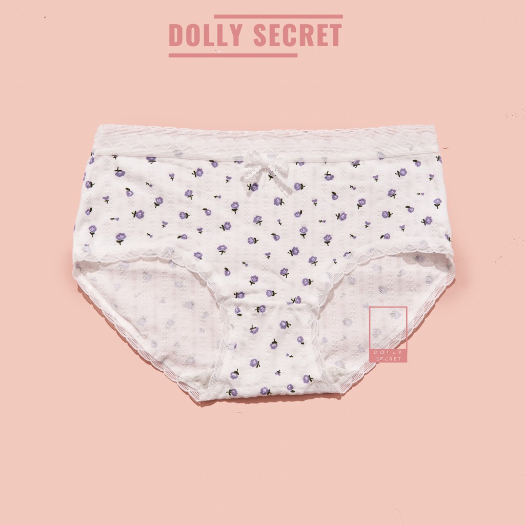 Quần lót nữ DOLLY SECRET quần chip nữ cotton kháng khuẩn cao cấp tone màu tím dễ thương họa tiết kẻ hoa QL044 | BigBuy360 - bigbuy360.vn