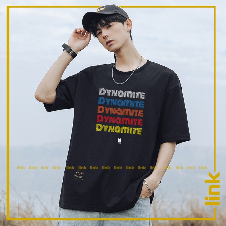 Áo thun tay lỡ DYNAMITE BTS trước ngực UNISEX ( Đen, Trắng, Vàng )