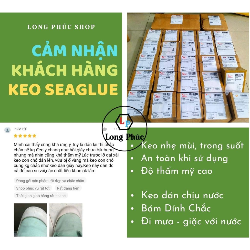 Keo Dán Giày FREESHIP Keo dán giày SeaGlue trong suốt, chịu nước, dính chắc, đàn hồi cao| Long Phúc Shop|Lọ 100g