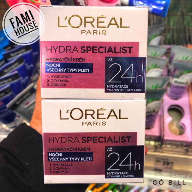 [Có bill]  KEM DƯỠNG DA L'ORÉAL PARIS DƯỠNG ẨM ban đêm 50ml