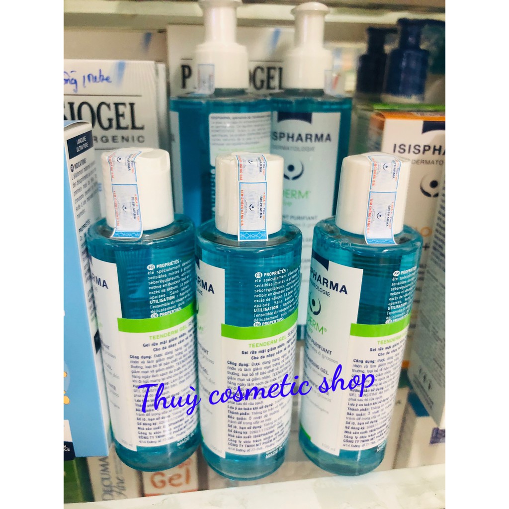 Gel rửa mặt da nhạy cảm giảm nhờn-ngừa mụn ISIS Pharma Teen Derm Gel Sensitive 100ml