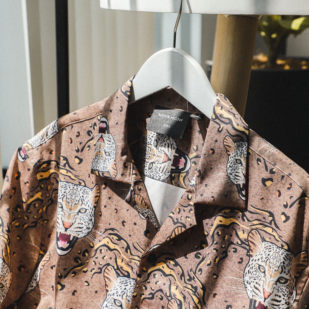 Áo Sơ Mi Nam Relaxed Leopard Brown , Chất Vải Cotton Blend Thoải Mái , SM006028 ,SOMEHOW