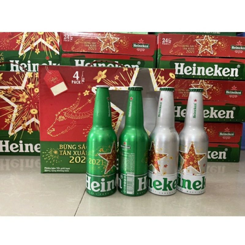 Bộ Quà Tặng 4 Chai Nhôm Bia Heineken 330ml