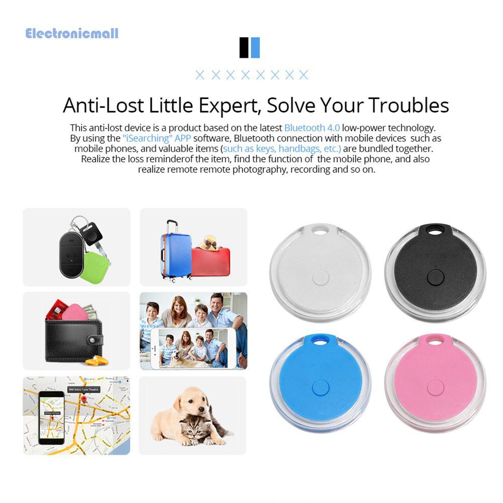 ElectronicMall01 4pcs Bluetooth Tracker Round Key Finder Item Locator for Key Wallet Pet Kid