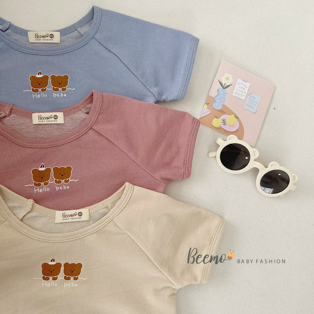 Áo phông cộc tay cho bé trai bé gái Beemo, Chất liệu cotton da cá,3 màu xinh xắn B158