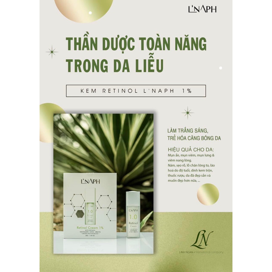 Retinol Cream 1% L'NAPH dưỡng trắng da, mờ nám, mờ