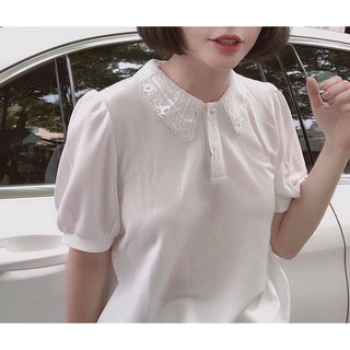 Áo sơ mi cúc ngọc cổ ren