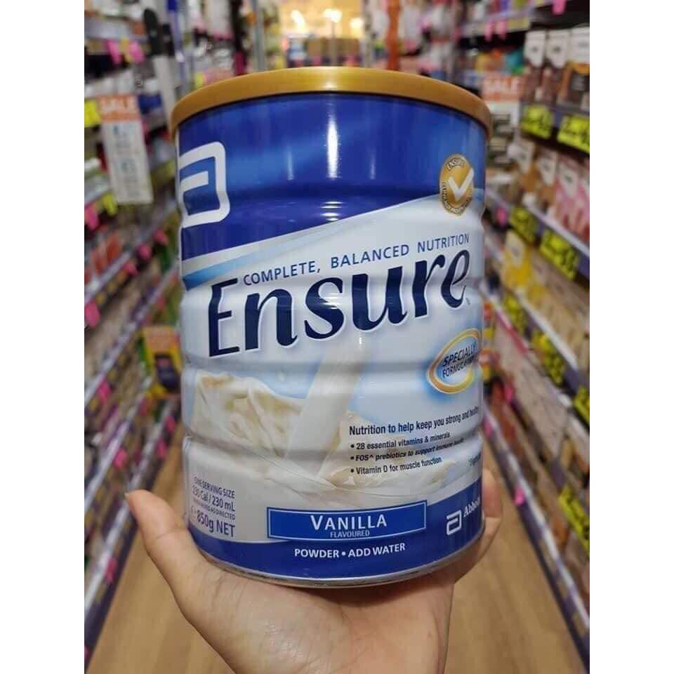 [Date 30/06/2022] Sữa bột Ensure vị VANILLA 850g 100% nhập khẩu từ Úc