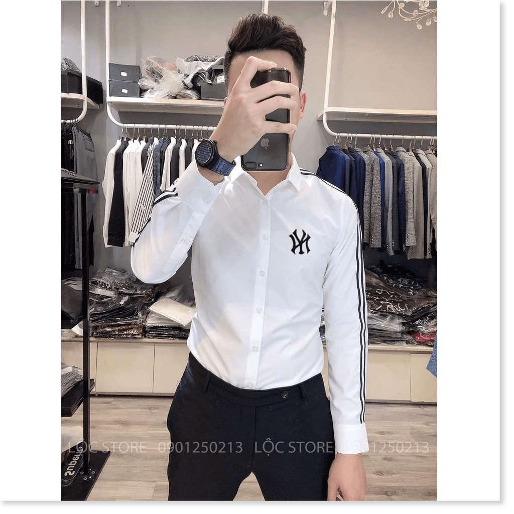 Áo sơ mi nam trắng cổ họa tiết thời trang hot nhất &lt;3, HP