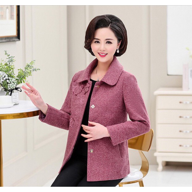 Áo dạ cao cấp cho mẹ - hoa đá (ME196)
