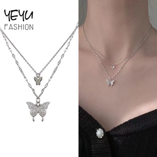 Dây chuyền hai lớp mặt hình bướm lấp lánh thời trang 
