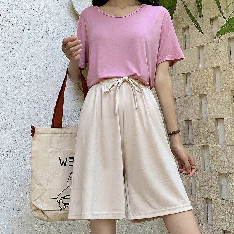 Quần Lửng Len Tăm Ống Rộng Cạp Chun Điều Chỉnh