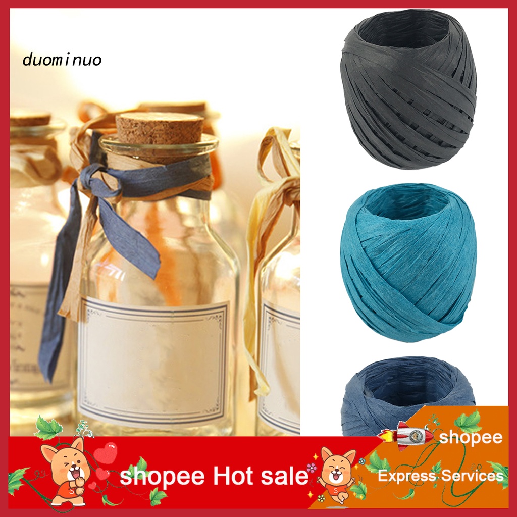 dii 1 Roll Paper Ribbon Wear-resistant Multi-Purpose 17 Colors Raffia Ribbon Paper Rope for Gift