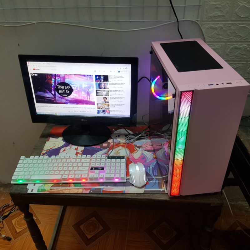 Bộ Máy Tính Mới màu hồng đẹp chơi game, văn phòng và làm kỹ thuật - vỏ hồng mới có kính trong suốt | BigBuy360 - bigbuy360.vn