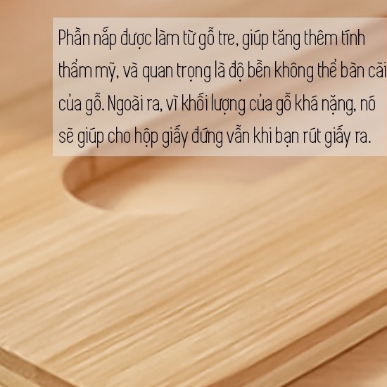 Hộp Đựng Khăn Giấy Nắp Gỗ Vân Tre Tích Hợp Khay Để Đồ Đa Năng Thiết Kế Hình Chữ Nhật Decor Bàn Sang Trọng Angola