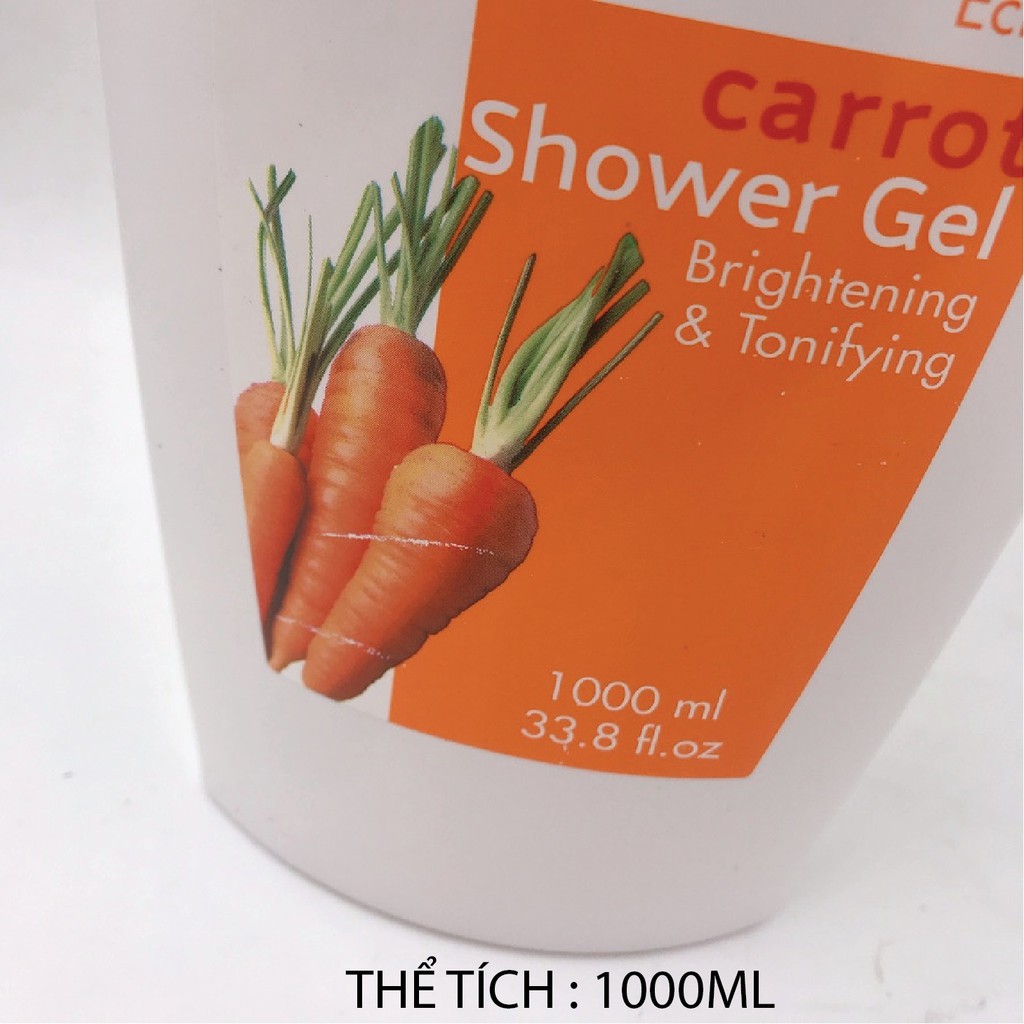 Sữa tắm cà rốt F&amp;W Shower Gel Carrot 1000ml dưỡng trắng, nâng tông da