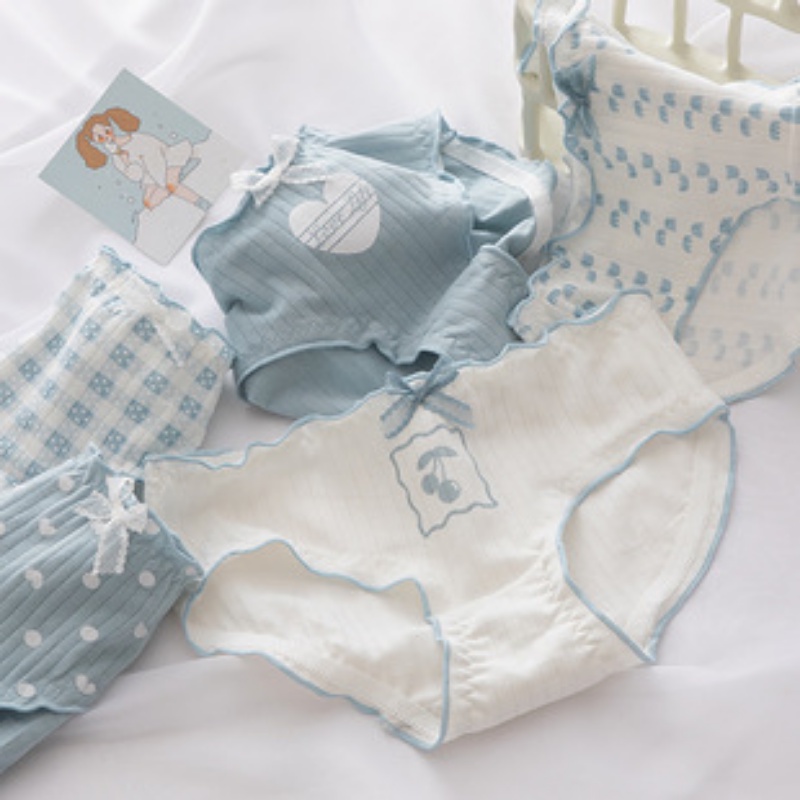 Quần Lót Cotton Lưng Vừa In Họa Tiết Xinh Xắn Theo Phong Cách Nhật Bản Dành Cho Nữ