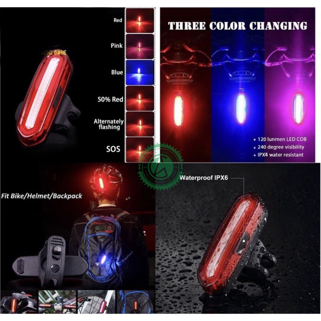 ĐÈN ĐUÔI XE ĐẠP 3 MÀU NQY-096 CHÍNH HÃNG CHỐNG NƯỚC_CàoCàoBikeShop