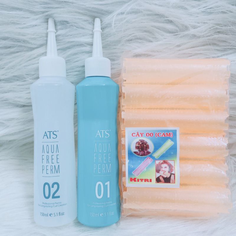 Cặp uốn lạnh,  tại nhà không mùi ATS uốn sóng bồng bềnh hàn quốc + 12 trục uốn nguội + giấy + chun + găng tay ( mẫu mới)