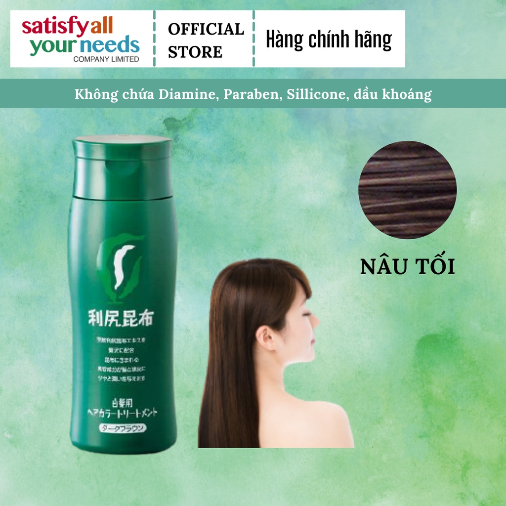 Màu nhuộm tóc phủ bạc RISHIRI HAIR COLOR TREATMENT nâu tối 200g Nhật Bản