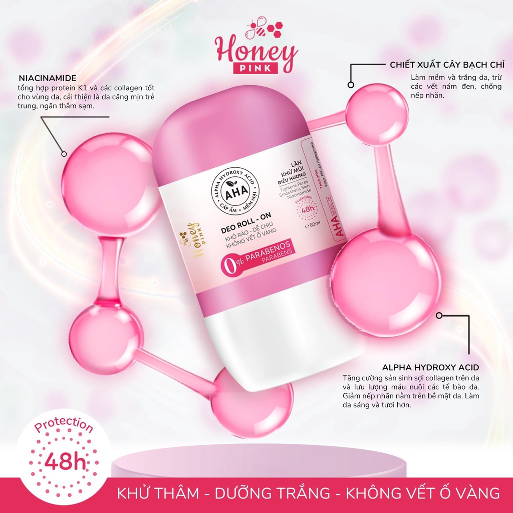 Lăn khử mùi Honey Pink 50ml