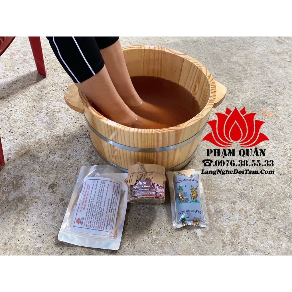 Chậu gỗ ngâm chân có hạt massage, chậu gỗ thông nhập khẩu hàng chọn lọc ( tặng 1 gói thảo dược)