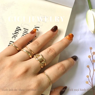 ~ Ảnh thật ~ Set nhẫn nữ 5 chiếc màu vàng gold Cici Jewelry
