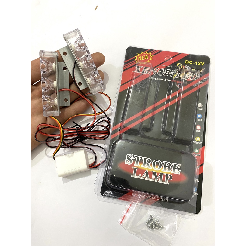 Đèn led police chớp cảnh sát màu xanh đỏ giá 1 cặp (Led 3 bóng) DC -12v Bảo Hành 1 Năm