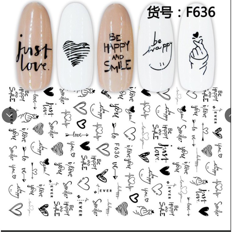 Sticker Nail Hình Chữ Dán Móng Tay Họa Tiết Mới Đẹp