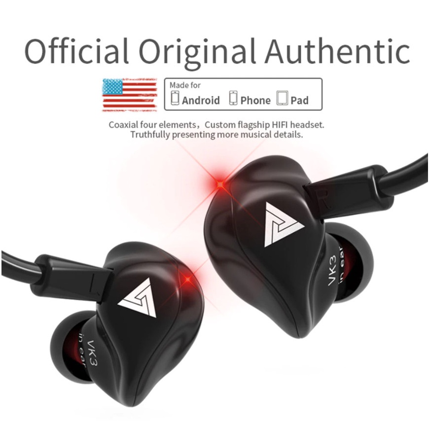 Tai Nghe Nhét Tai QKZ VK3 Earbud (Âm Thanh Trong, Tích Hợp Mic, Nghe Nhạc Rap, Chơi Game, Xem Phim, Thiết Kế Thể Thao )