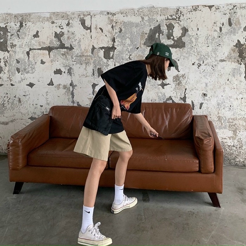 Set Bộ Áo Phông Gấu TEDDY Cổ Tròn Tay Lỡ Kết Hợp Quần Short Kaki Lửng Phong Cách Unisex Nam Nữ Kiểu Dáng Cá Tính