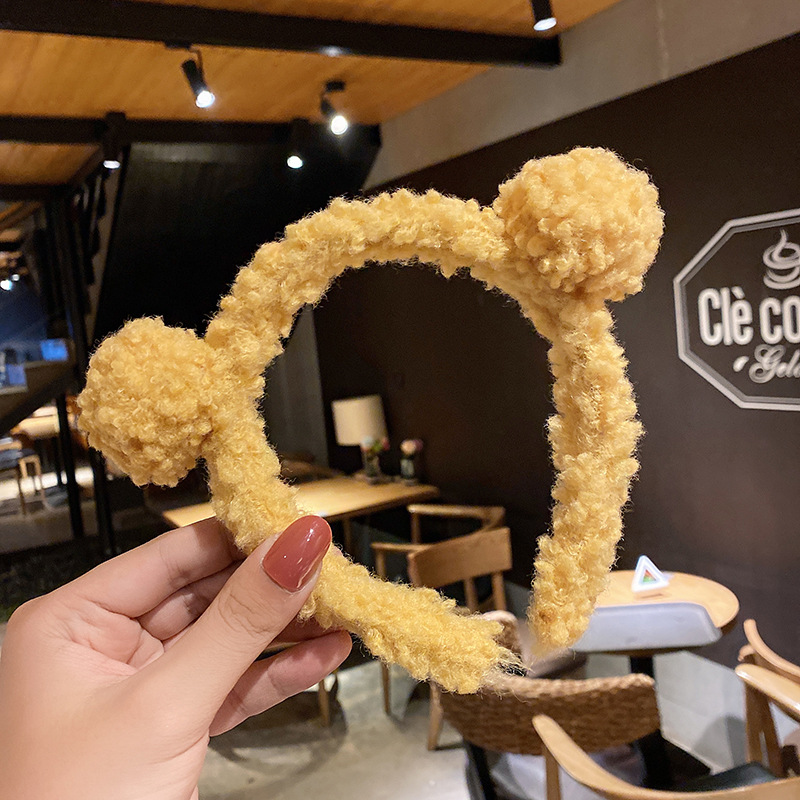 Cài tóc phối lông thiết kế đính tai thỏ đáng yêu phong cách Hàn Quốc cho nữ