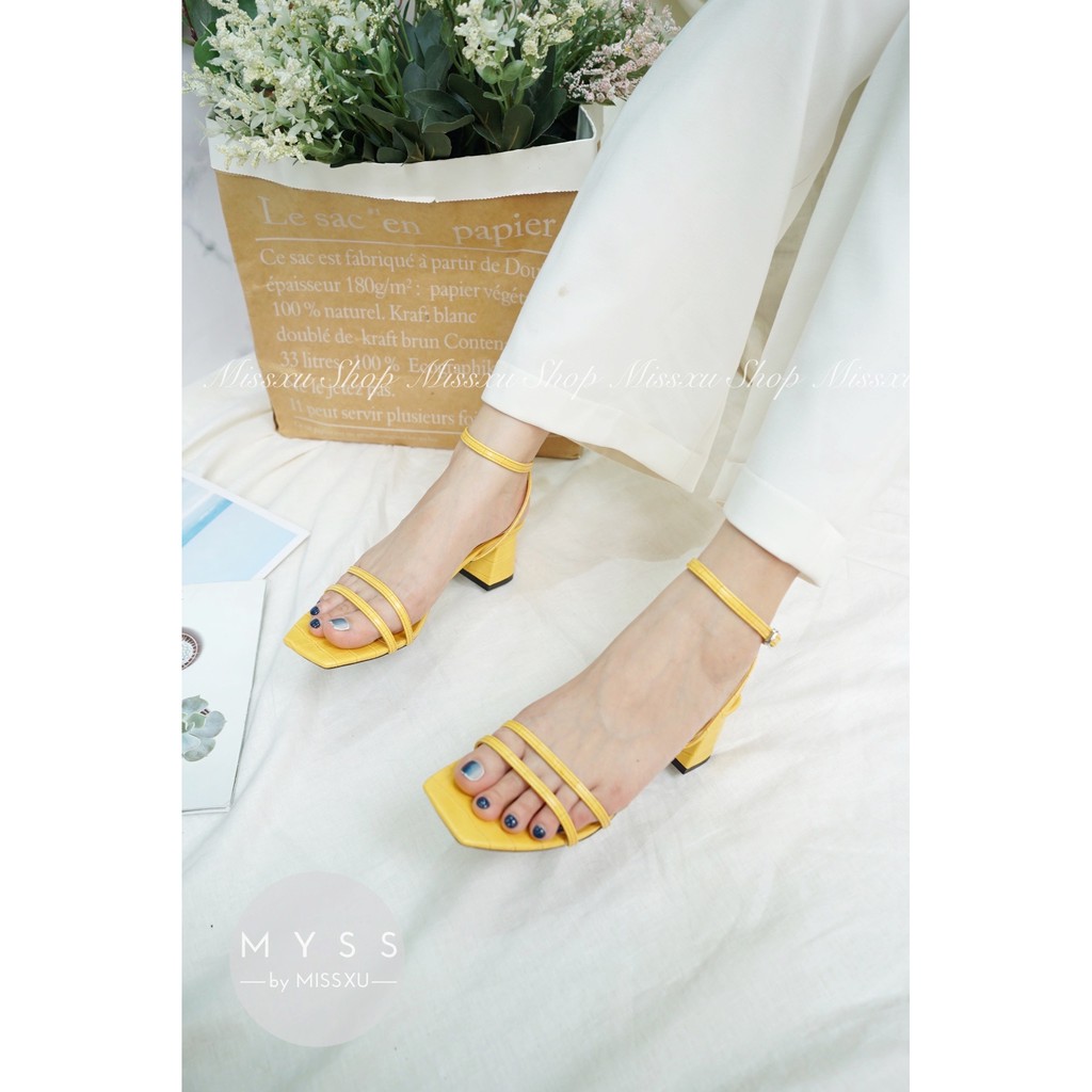 Giày sandal nữ quai ngang mảnh 2 dây gót trụ 5cm thời trang MYSS - SD87