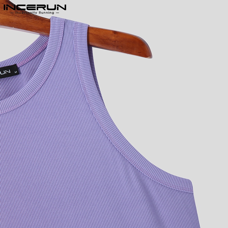 Áo thun ba lỗ Incerun màu sắc đơn giản thích hợp cho nam