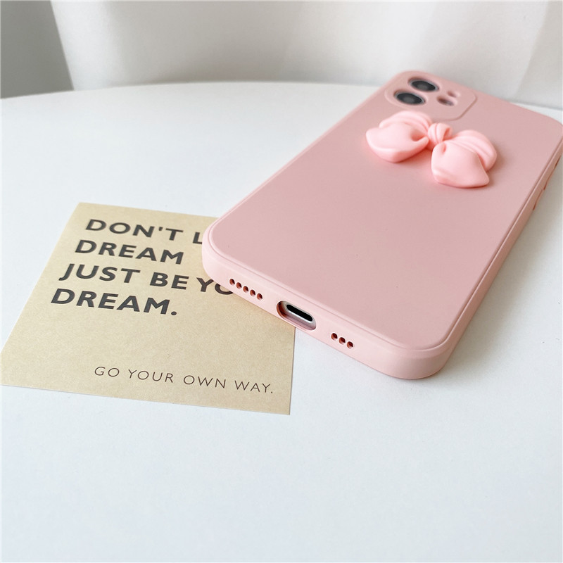 NEW Cute 3D Bowknot Simple Phone Case for IPHONE 12 11 pro max X XR XS MAX 5 5S 6 6S 7 8 12MINI plus cover