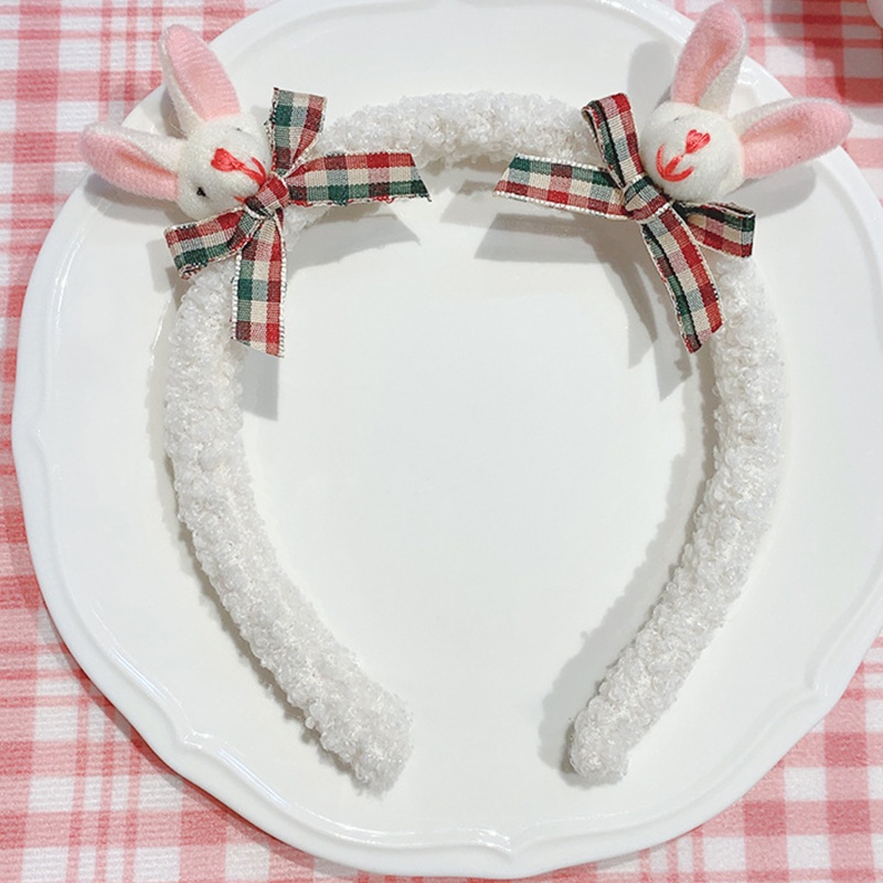 Flgo Kẹp Tóc Trang Điểm Hình Thỏ Hoạt Hình Bằng Vải Lông Cho Nữ