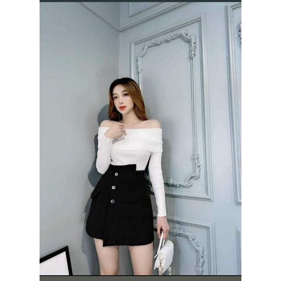 SET ÁO TRỄ VAI TAY DÀI COTTON VỚI CHÂN VÁY NUT