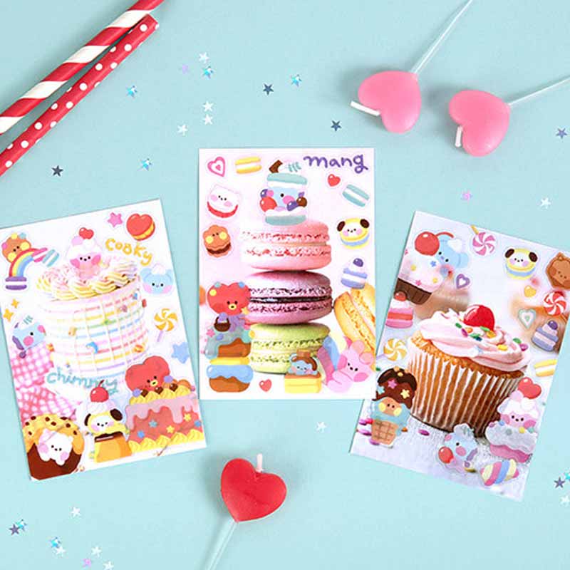 Miếng dán trong suốt hình nhân vật BT21 dễ thương ngọt ngào dùng trang trí