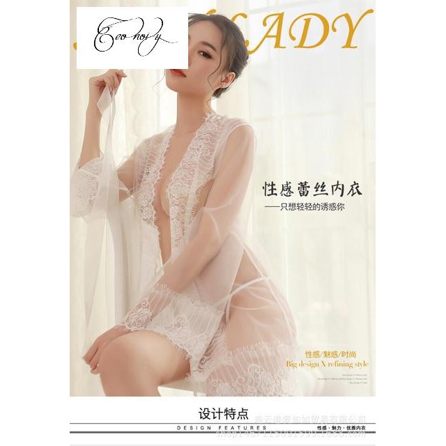 Set váy ngủ sexy 3 món có áo choàng+ áo lọt khe+ quần lọt khe | BigBuy360 - bigbuy360.vn