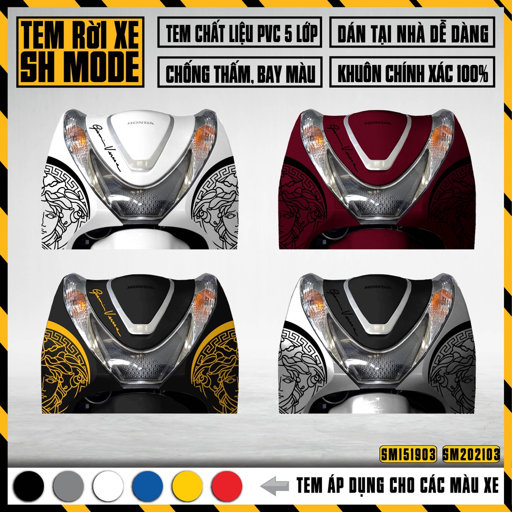 Tem Dán SH Mode 2015 - 2019 &amp; 2020 - 2021 Mẫu Versace | SM03 | Decal Chống Nước, Cắt Khuôn Sẵn