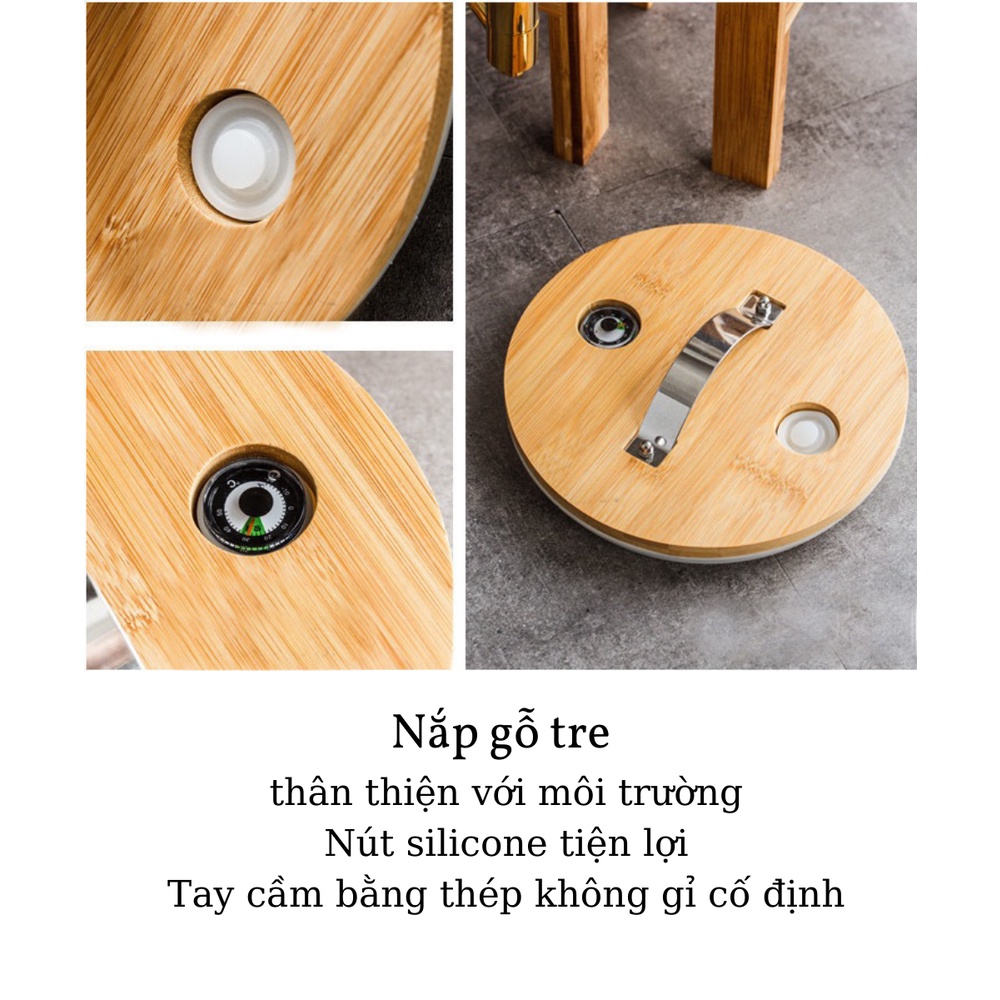 Bình thủy tinh[VIDEO SHOP TỰ QUAY] ♥️𝑪𝑨𝑶 𝑪𝑨̂́𝑷♥️ Bình thủy tinh BOROSILICATE kèm kệ gỗ có vòi vặn tiện lợi