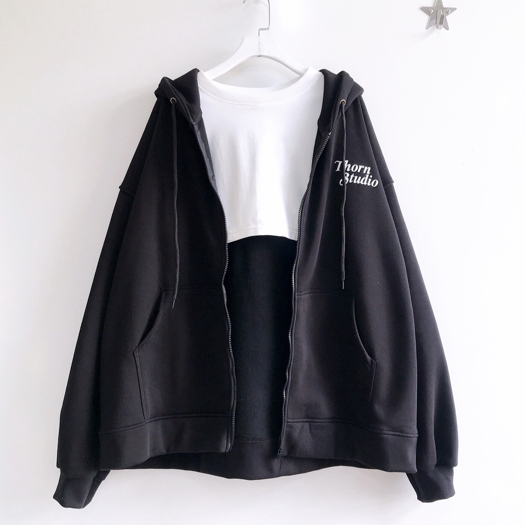 Áo khoác nỉ bông THORN hoodie zip unisex nam nữ (Ảnh thật/Có sẵn)
