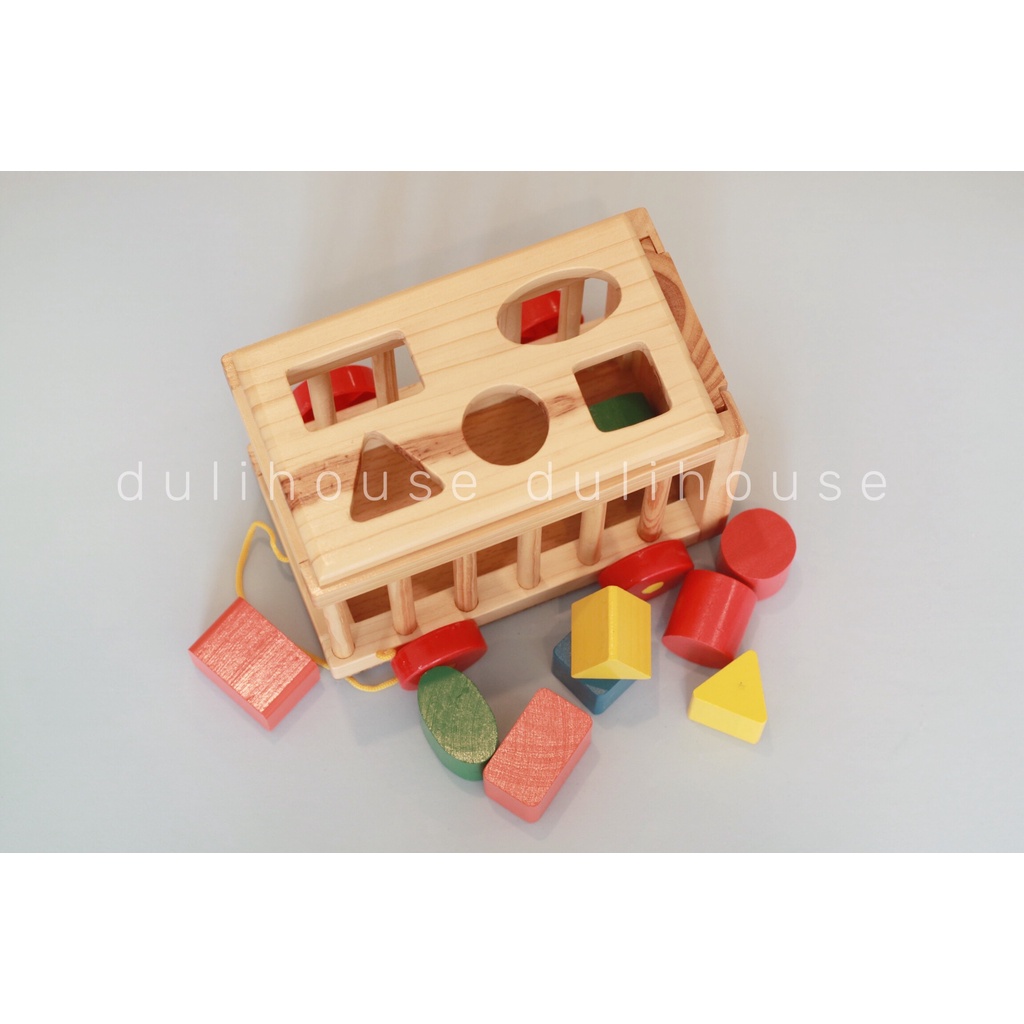 Đồ chơi gỗ cao cấp Xe cũi thả hình - Giúp bé nhận biết màu sắc, hình khối - Phát triển tư duy & trí tưởng tượng