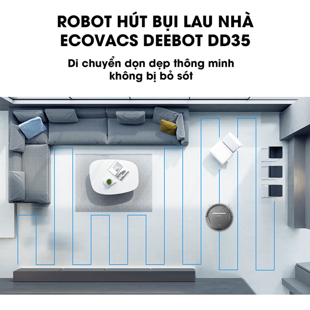 Robot hút bụi lau nhà Ecovacs Deebot DD35 hàng chính hãng Ecovacs bảo hành 12 tháng