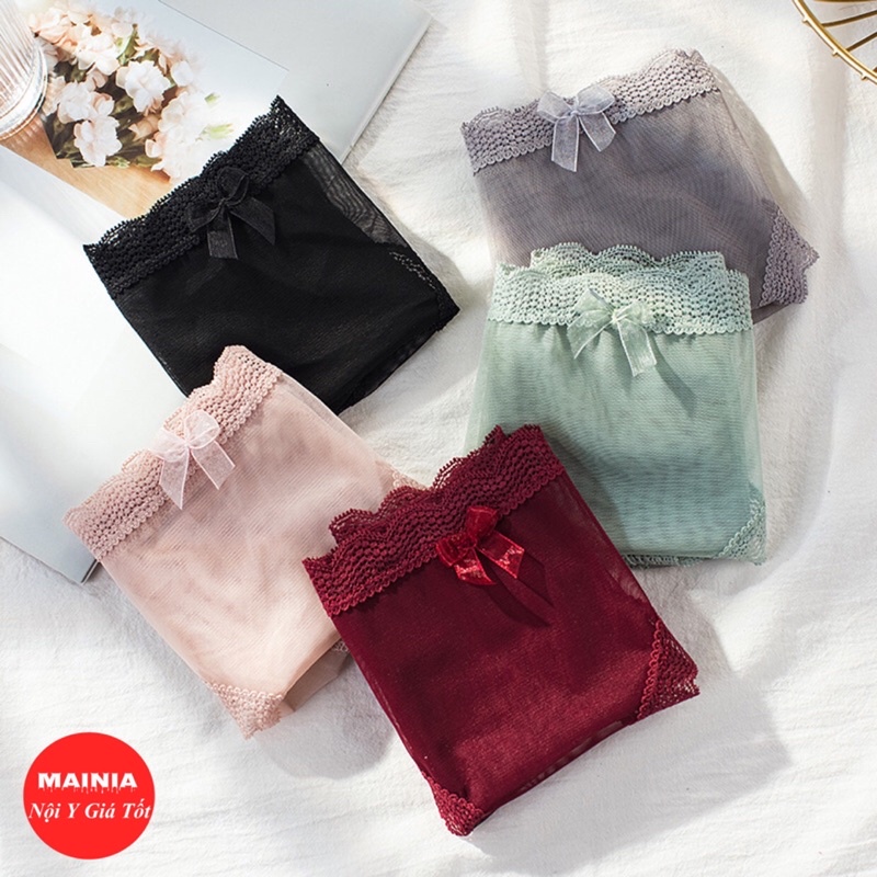 Quần Lót Ren Lưới Đính Nơ Xinh Xắn Dễ Thương Quần Chíp Nữ Sexy Quyến Rũ Hàng Cao Cấp Mềm Mại Mainia Shop