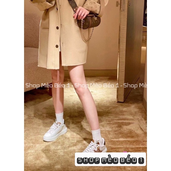 Giày thể thao spsl trắng móc khoá stick vân chìm gót nâu fullbox